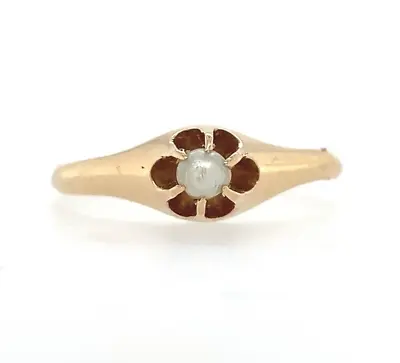 Victorian Seed Pearl 14k Yellow Gold Belcher Ring Size 5.5 Jewelry (#J5998) • $175