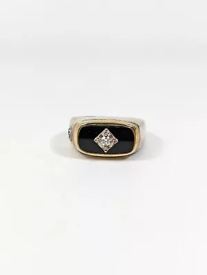 David Yurman .925 Silver 18KT Yellow Black Onyx & Diamond Signet Ring Size 10 US • $685