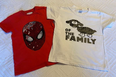 £4.99 • Buy Bundle M&S 2 Way Sequin Spiderman Tee & Stars/Stripes Black Sheep Tee. Age 5/5-6