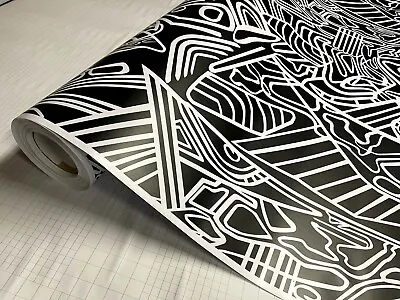 Black & White Lines Pattern Matte Vinyl Car Wrap Sheet +Free Tools( 2 Feet & Up) • $18.99