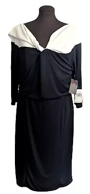 NWT Melissa Masse Sz 1X Made To Measure Black White Dress Lined • $38.49