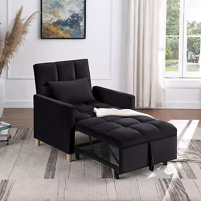 Convertible Sofa Bed Chair 3-in-1 Multi-Functionl Folding Sleeper Sofa Black US • $268.99