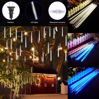 50cm 394 LED Lights Meteor Shower Rain Drop 8 Tube Xmas Snowfall Tree Outdoor • $18.99