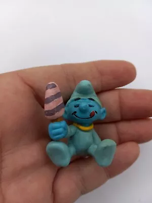 Vintage 1985 Peyo Schleich Blue Baby Smurf With Ice Cream PVC Toy Figure • $5