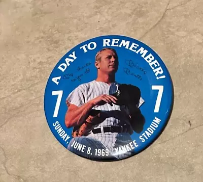 1969 Mickey Mantle Day To Remember Retirement Ceremony Button Pin Yankees 4  • $11.95