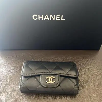 CHANEL Matelasse Coco Mark 6 Key Case Leather Black Ladies Authentic #657D • $166