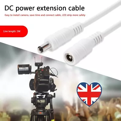 DC 12V-24V Power Extension Cord 5.5x2.1mm Male Female Power Cable (1m) • £2.99