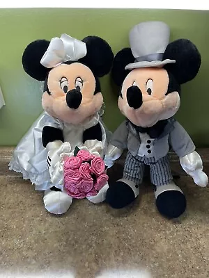 Vtg Disney Parks Mickey Mouse Groom Minnie Mouse Bride Plush Walt Disney World • $32.50