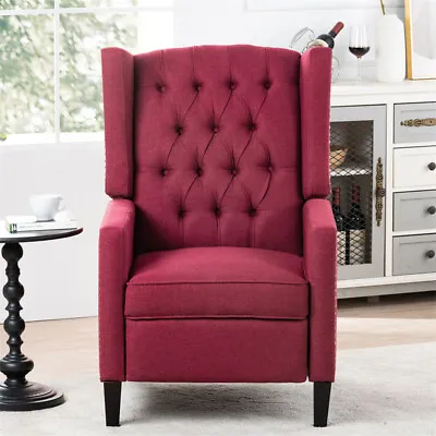 Wide Recliner Chair Vintage Accent Manual Wingback Home Living Room Office Red • $259