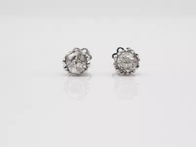 Vintage $7000 1.50ct VS H Old Mine Cut Diamond 18k White Gold Eternity Earrings • $1650