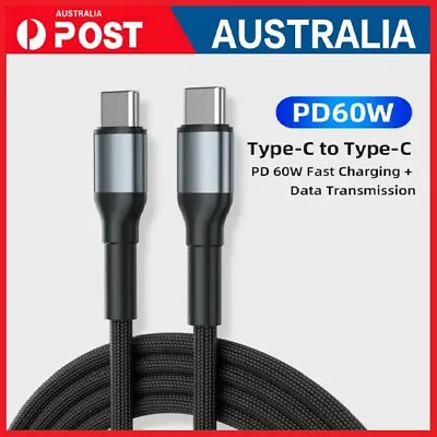 PD 60W Dual USB Type C To USB-C Charging Cable Nylon Data Cord Fast Charger • $7