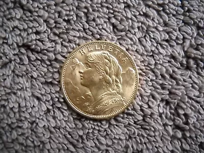 $462.79 • Buy 20 SWISSE/SWISS FRANCS 1915 B   VRENELI   6.45g/5.823g Fine Gold Coin UNC/AU50