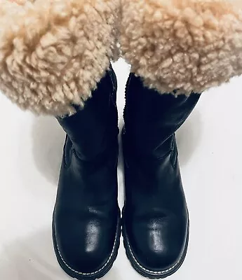 Women’s UGG Boots-5M- Brooks -Tall Black Waterproof-Leather Sheepskin-Pristine • $105.88