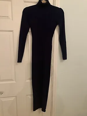 Knitted Ribbed Navy Blue Long Dress Misguided Size 10 • £5
