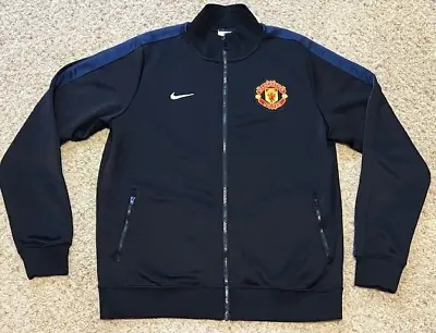 Manchester United Nike 2013-14 Black Navy Full Zip Jacket Size Large L EUC • $39.99