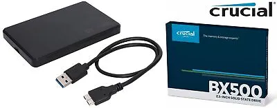 $79 • Buy Crucial 500G SSD Drive + External USB 2.5  Ext Hard Disk Enclosure USB3 3.0 FAST
