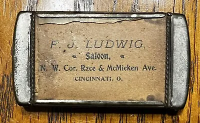 1900 F J Ludwig Saloon Cincinnati OH Beer Match Safe Advertising Pre Prohibition • $103.20