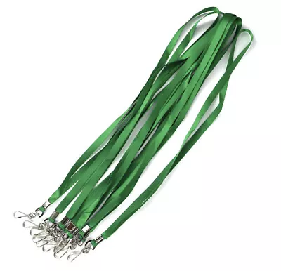 5X Plain Green Lanyard Neck Strap Metal Clip For ID Badge Holder Work School • £3.65