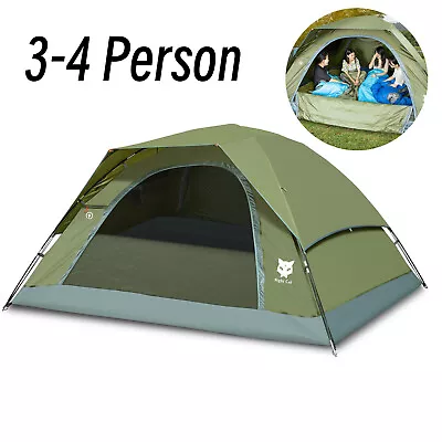 3-4 Man Big Tent Waterproof Windproof Picnic Family Outdoor Camping Hiking USA • $99.98