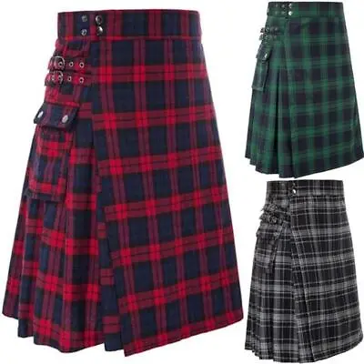 Kilts Men's Utility Kilt For Men Modern Hybrid Cotton & Tartan Kilts Scottish • $28.59