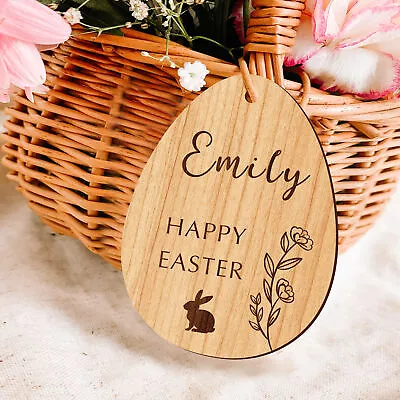 Personalised Easter Egg/Bunny Decoration Basket Gift Tag With Any Name For Kids • £3.99