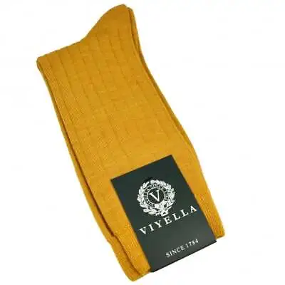 Viyella Mens Wool Short Ribbed Sock - English Mustard • £15