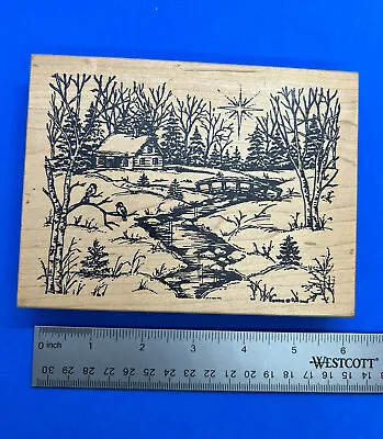 C4 Country Cabin 6” Wood Mounted Rubber Stamp Northwoods 2003 NEW • $9