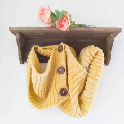 MARLED KNIT NWOT Cozy Mustard & White Button Close Infinity Scarf • $12