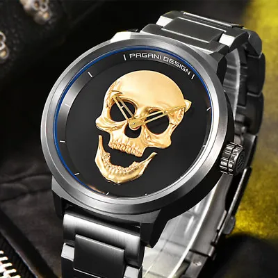 Men's 3d Skull Watch Pagani Design Stainless Steel Goth Jewelry Usa Fast • $69