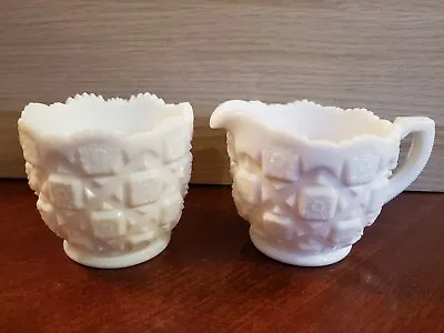 Westmoreland Milk Glass Creamer And Sugar Bowl Set Vintage Large 3.5  Diameter • $9.94