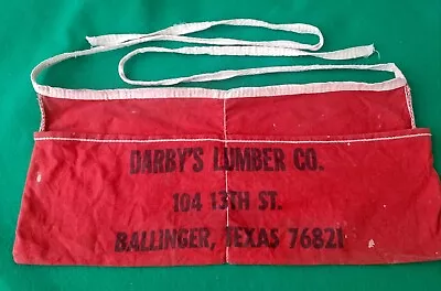 Vintage Darby's Lumber Co. Ballinger Texas Nail Apron • $12.50