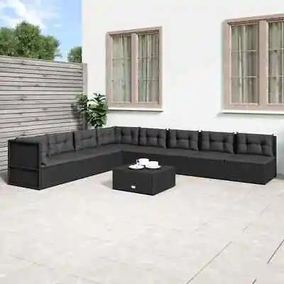 $808.99 • Buy Outdoor Sofa Set Lounge Setting Garden Sectional Sofa Black Poly Rattan VidaXL