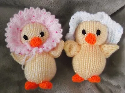 Two Hand Knitted Stuffed Toy Chicks • £4.50