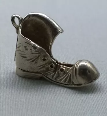 Vintage Sterling Silver Tramp Boot Charm Old Shoe Lucky Large 1  • $19.95