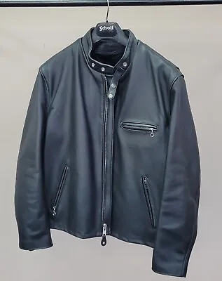 $525 • Buy Schott NYC 641 Black Leather Jacket Size 48 Cafe Racer Style 641