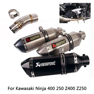 Slip For Kawasaki Ninja 400 250 Z400 2017-21 Exhaust Mid Pipe Muffler Tips 370mm • $100.19