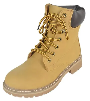 Forever Women Ankle Army Combat Boots Lace Up Work Style Booties BROADWAY Camel • $19.99