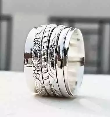 £14.27 • Buy Spinning Ring 925 Sterling Silver Ring Meditation Ring Spinner Band Ring Jewelry