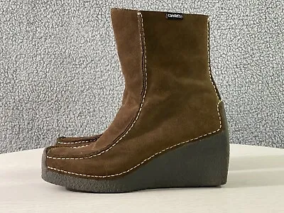 Vintage Candies Boots Women's Size 10M Brown Suede Side Zip Wedge Platform Y2K • $49.99