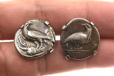 Ancient Silver Eagle Coin And 14k Solid White Gold Cufflinks • $1625