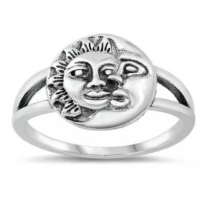 Mystic Moon Sun Face Ring New .925 Sterling Silver Band Sizes 5-10 • $16.19