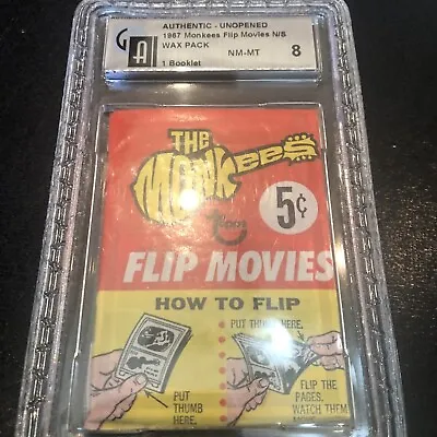 1967 Monkees Flip Movies Unopened Wax Pack GAI 8 NM-MT+ High Grade • $499.99