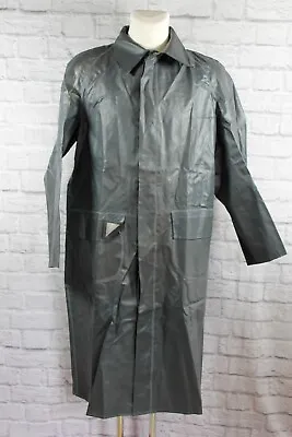 GDR Men's Rain Rubber Coat Long Grey 60er True Vintage Men's Raincoat Grey 60s • $201.83