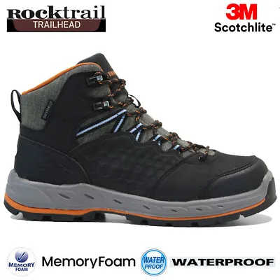 Mens Waterproof Walking Hiking Boots Memory Foam Running Ankle Trainers Shoes • £16.95