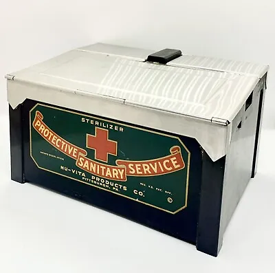 Vtg Nu-Vita Products Protective Sanitary Service Barber Shop Sanitizer Caddy • $113.99