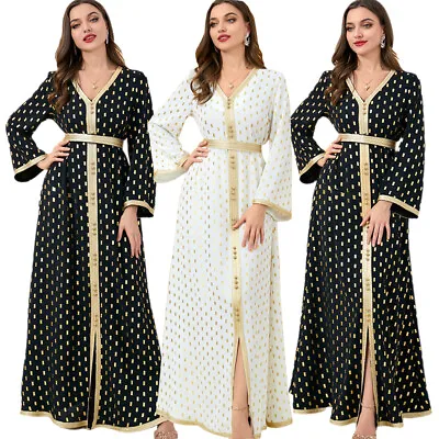 Ethnic Moroccan Caftan Muslim Women Maxi Dress Islamic Abaya Kaftan Gown Ramadan • $46.90