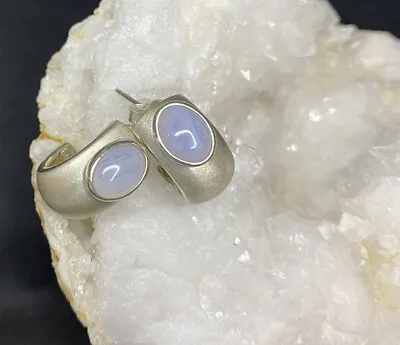 Moonstone And Sterling Silver Huggie Post Earring. 1/2” Inch In Length. • $22.50