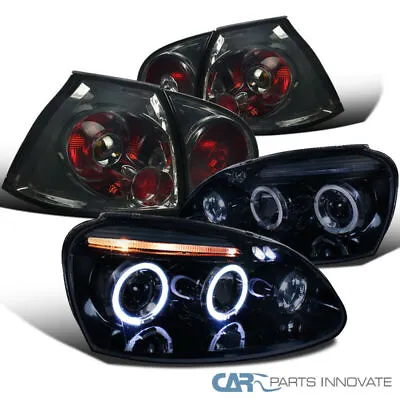 Fit 06-08 VW Golf Rabbit Glossy Black Halo Projector Headlights+Smoke Tail Lamps • $239.31