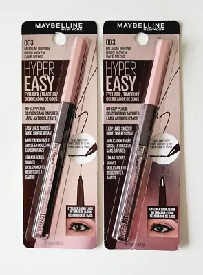 2 X Maybelline HYPER EASY Easy Lines Smooth Eyeliner Pencil ~ 003 MEDIUM BROWN • $10.94