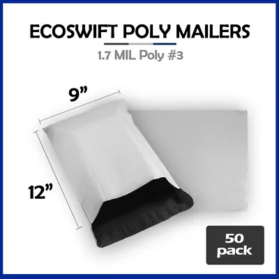 50 9x11 EcoSwift Poly Mailers Plastic Envelopes Shipping Mailing Bags 1.7MIL • $6.17